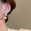 925 Sterling Silver Enamel Flower Pearl Stud Earrings Chic Geometric Light Luxury Ear Jewelry view 3