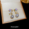 925 Sterling Silver Enamel Flower Pearl Stud Earrings Chic Geometric Light Luxury Ear Jewelry view 4