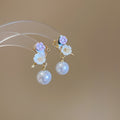 925 Sterling Silver Enamel Flower Pearl Stud Earrings Chic Geometric Light Luxury Ear Jewelry view 2