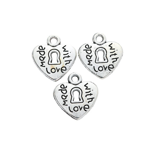 DIY Jewelry Accessories Vintage Alloy Heart Lock Charm Pendant For Necklace Bracelet Making