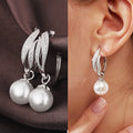 French Gloss Faux Pearl Drop Earrings With Micro Paved Zircon Geometric Elegant Women Jewelry view 2