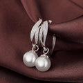 French Gloss Faux Pearl Drop Earrings With Micro Paved Zircon Geometric Elegant Women Jewelry view 3