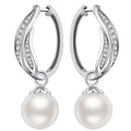 French Gloss Faux Pearl Drop Earrings With Micro Paved Zircon Geometric Elegant Women Jewelry view 1