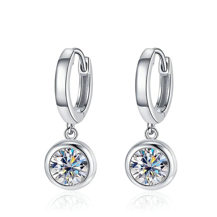 Geometric Round Zircon Drop Earrings For Women, Elegant Versatile Daily Wear Fashion Jewelry