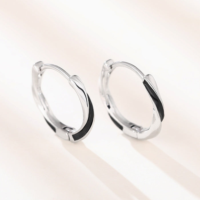 European American Enamel Hoop Earrings For Women, Minimalist Fashion Statement Jewelry