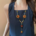 Ethnic Style Ceramic Bead Handwoven Geometric Round Choker Necklace Vintage New Chinese Design view 3