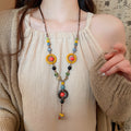 Ethnic Style Ceramic Bead Handwoven Geometric Round Choker Necklace Vintage New Chinese Design view 1