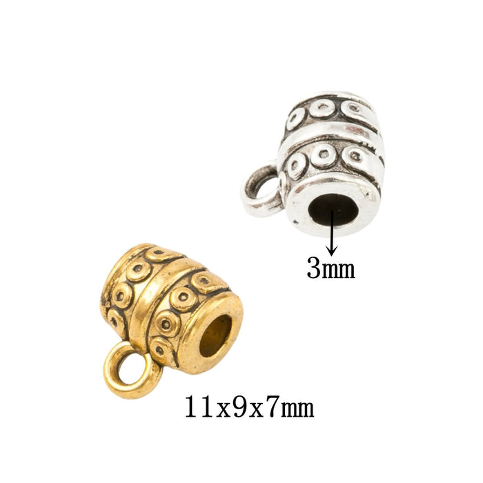 DIY Vintage Zinc Alloy Three Way Single Loop Large Hole Beads For European Bracelet Making