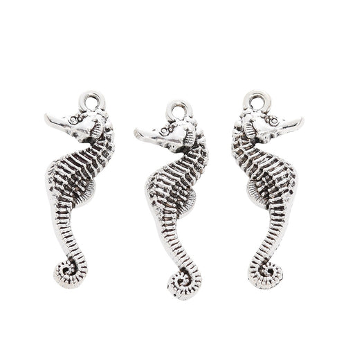 Antique Silver Zinc Alloy Seahorse Charm Pendant No.266629 for DIY Necklace Bracelet Jewelry Making