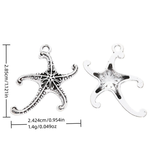 Antique Silver Zinc Alloy Starfish Charm Pendant for DIY Necklace Bracelet Jewelry Making