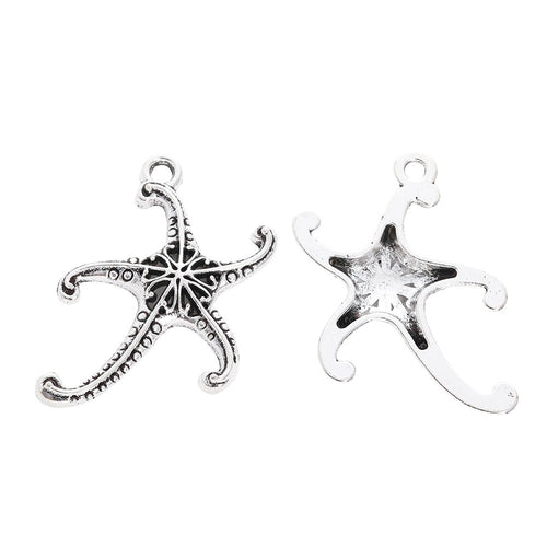 Antique Silver Zinc Alloy Starfish Charm Pendant for DIY Necklace Bracelet Jewelry Making