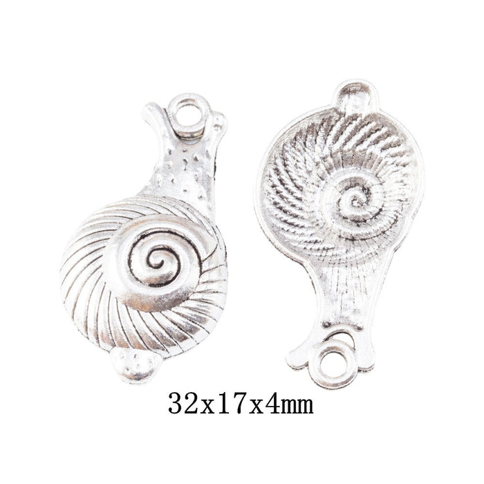 Antique Silver Zinc Alloy Snail Charm Pendant for DIY Necklace Bracelet Jewelry Making