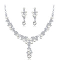 Blue Black Pearl Crystal Cluster Collar Metal Necklace and Earring Set view 6