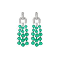 Luxury Vintage Rhinestone Alloy Hoop Green Crystal Beaded Tassel Long Drop Statement Earrings view 5