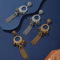 Vintage Bohemian Alloy Round Hoop Bell Tassel Drop Earrings For Women Ethnic Long Dangle Statement Earrings view 2