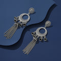 Vintage Bohemian Alloy Round Hoop Bell Tassel Drop Earrings For Women Ethnic Long Dangle Statement Earrings view 3