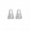 Elegant French Vintage Micro Pave Zircon Pearl Square Triangle Asymmetric Alloy Stud Drop Earrings view 5