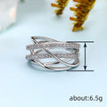Women's Multi Layer Line Ring With Micro Paved Zircon, Niche Fashion Statement Jewelry view 4