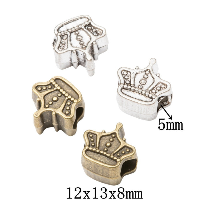 DIY Vintage Alloy Crown Large Hole Beads For European Bracelets And Necklaces Jewelry Findings