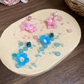 Glass Rhinestone Fabric Flower Tassel Drop Earrings With Silver Needle Fresh Beach Vacation Style view 2