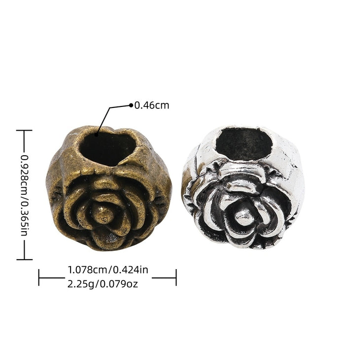 DIY Vintage Alloy Rose Flower Large Hole Beads For Handmade European Bracelet Necklace Jewelry