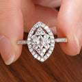 Marquise Geometric Floral Zircon Ring For Women, Elegant Sparkling Statement Fashion Jewelry view 2