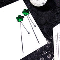 Red Fabric Flower Mismatched Black Bar Stud Earrings view 4