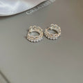 Light Luxury French Style Crown Lace Floral Faux Pearl Ear Cuff Earrings view 4
