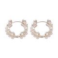 Light Luxury French Style Crown Lace Floral Faux Pearl Ear Cuff Earrings view 5