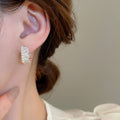 Light Luxury French Style Crown Lace Floral Faux Pearl Ear Cuff Earrings view 3