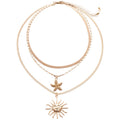Light Luxury Alloy Sun Starfish Layered Necklace, Retro Geometric Clavicle Chain view 5