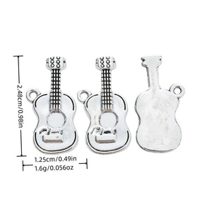 Antique Silver Zinc Alloy Guitar Charm Pendant No.278583 for DIY Necklace Bracelet Jewelry Making