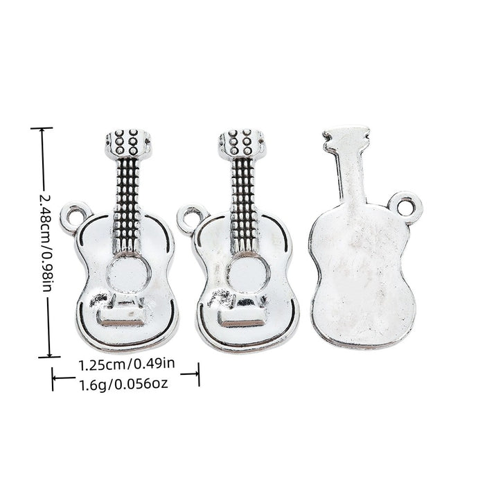 Antique Silver Zinc Alloy Guitar Charm Pendant No.278583 for DIY Necklace Bracelet Jewelry Making