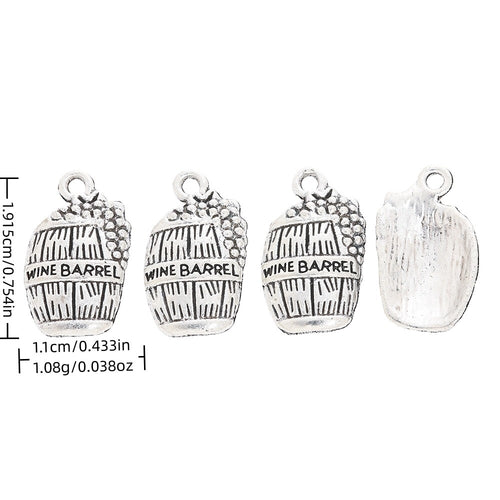 Antique Silver Zinc Alloy Wine Barrel Charm Pendant for DIY Necklace Bracelet Jewelry Making