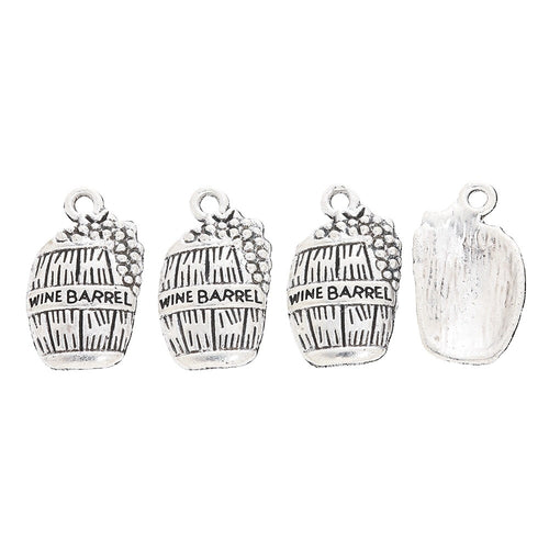 Antique Silver Zinc Alloy Wine Barrel Charm Pendant for DIY Necklace Bracelet Jewelry Making