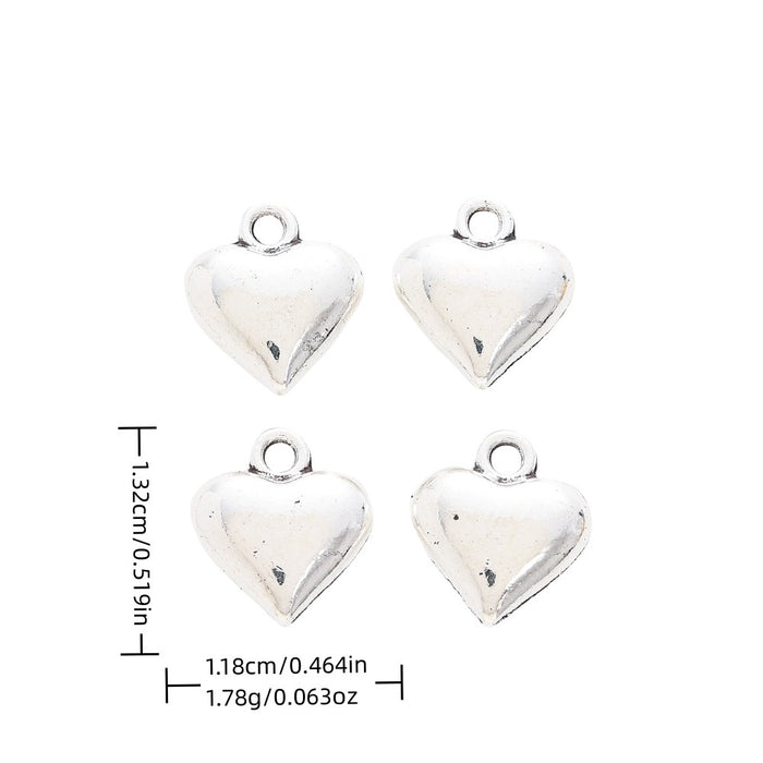 Antique Silver Zinc Alloy Heart Charm Pendant No.043972 for DIY Necklace Bracelet Jewelry Making