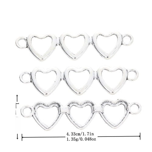 Antique Silver Zinc Alloy Heart Charm Pendant No.131320 for DIY Necklace Bracelet Jewelry Making