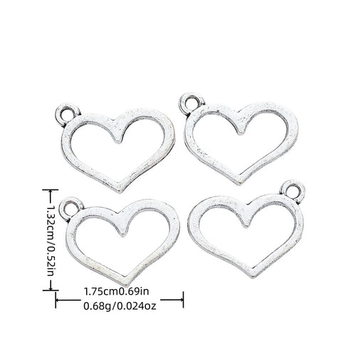 Antique Silver Zinc Alloy Heart Charm Pendant No.687216 for DIY Necklace Bracelet Jewelry Making