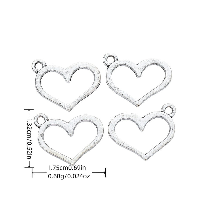 Antique Silver Zinc Alloy Heart Charm Pendant No.687216 for DIY Necklace Bracelet Jewelry Making