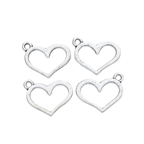 Antique Silver Zinc Alloy Heart Charm Pendant No.687216 for DIY Necklace Bracelet Jewelry Making