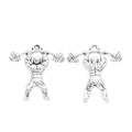 Antique Silver Zinc Alloy Weightlifter Charm Pendant for DIY Necklace Bracelet Jewelry Making view 2