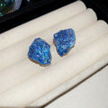 French Chic Irregular Geometric Resin Stud Earrings For Women Light Luxury Designer Style view 2
