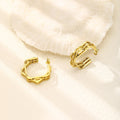 Oversized Diamond Flower Stainless Steel Hoop Earrings, Vintage Trendy Niche Design Ear Jewelry view 4