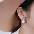 Delicate Faux Pearl Geometric Ear Cuffs For Women, Sweet Elegant Fashion Earrings view 4