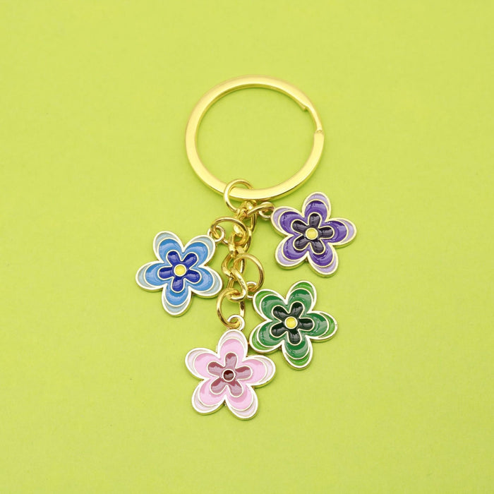 Metal Gradient Flower Keychain Girls Bag Charm Promotional Gift