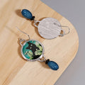 Cat Drop Earrings With Oval Geometric Pendant, Vintage Artistic Elegant Earrings For Women view 3
