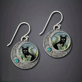 Alloy Maillard Style Cat Drop Earrings, Vintage Artistic Ethnic Fashion Earrings For Women view 1