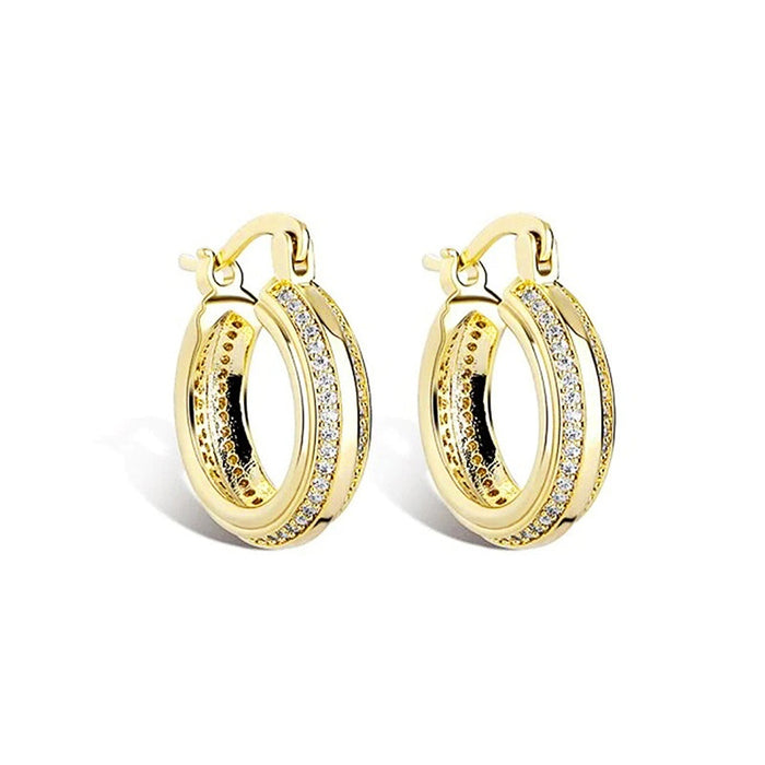 Women's French Style Metal Earrings Micro Paved Zircon Elegant Fashion Jewelry