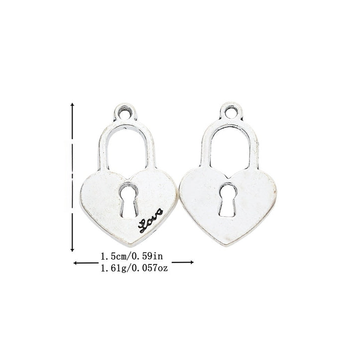 Vintage Alloy DIY Jewelry Accessory Heart Lock Charm Pendant For Bracelet And Zakka Craft Making