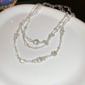 Layered Glass Bead Necklace For Women, Geometric Round Beaded Choker With Minimalist Luxury Style view 2